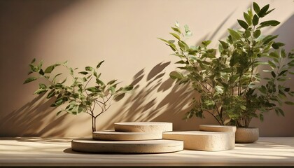 Unobtrusive botanical background with shadow on the wall