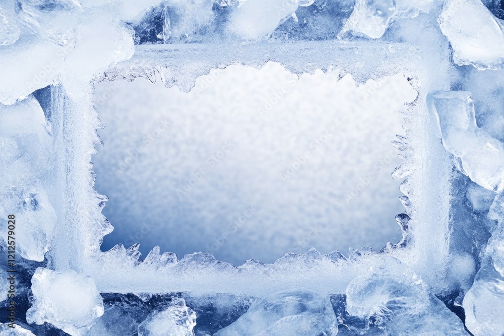 Poster a block of ice with a decorative frame in the center