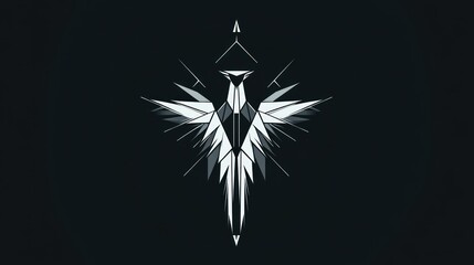 Geometric Phoenix Symbol with Abstract Design on Dark Background