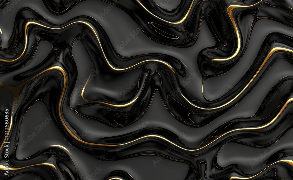 Aufkleber a backdrop consisting of abstract black and gold lines illuminated by a light effect.