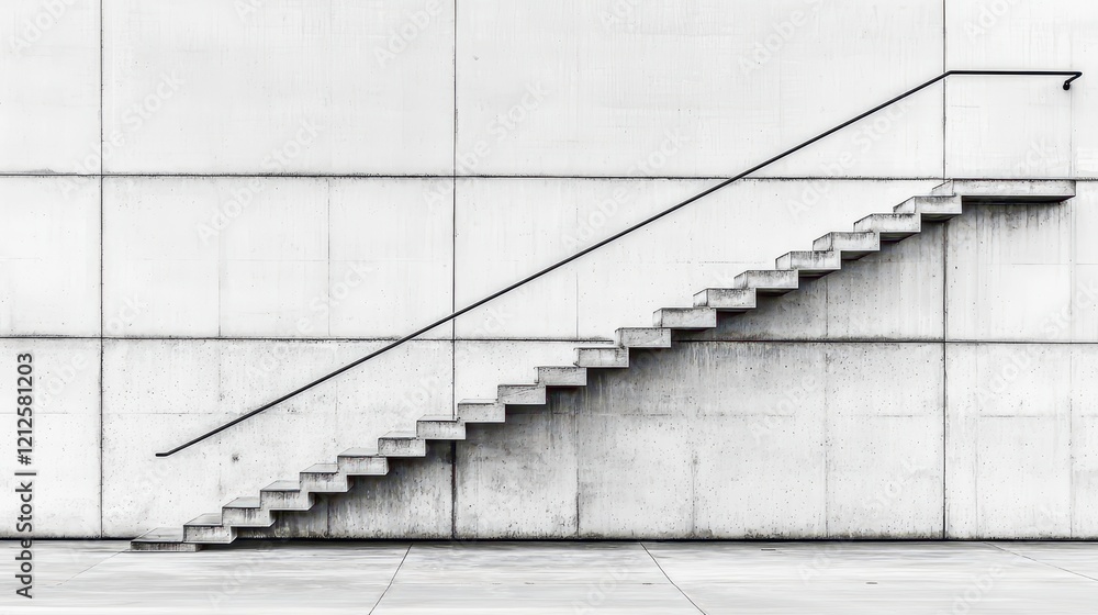 Poster creating modular concrete staircases in minimalistic architecture, exploring contemporary design in 