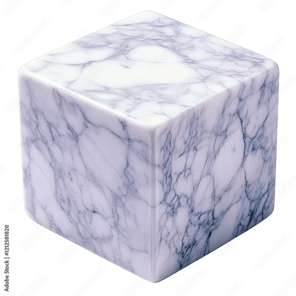 Aufkleber white marble cube featuring an intricate black and white marble pattern on a clean background isolat