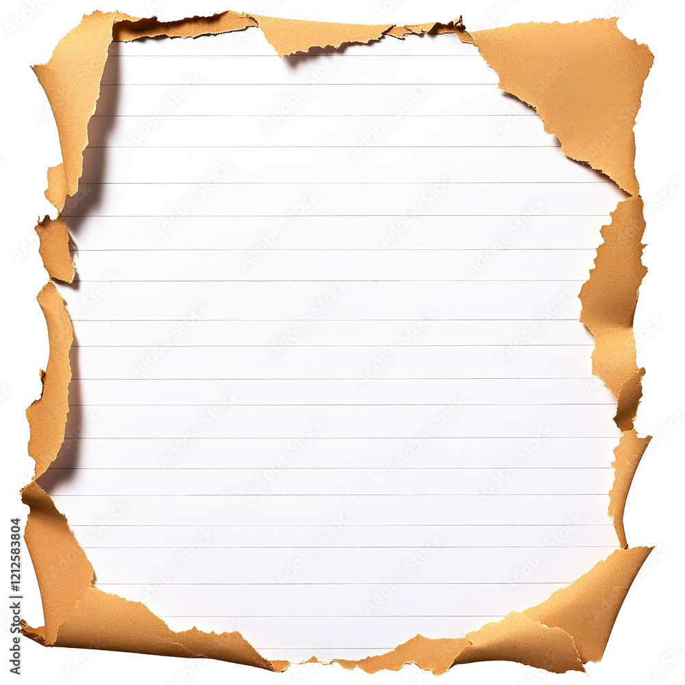 Poster torn paper with jagged edges creating a textured background for design or artistic use isolated on t