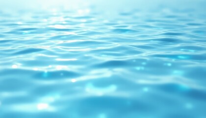 Obraz premium Serene blue water surface with gentle ripples and soft light reflections.