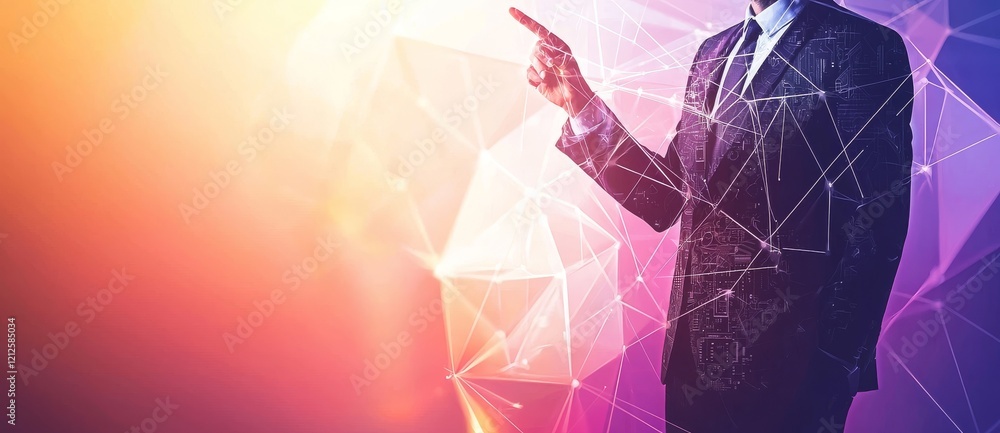Poster the future of business through digital transformation. internet and network innovation concept. tech