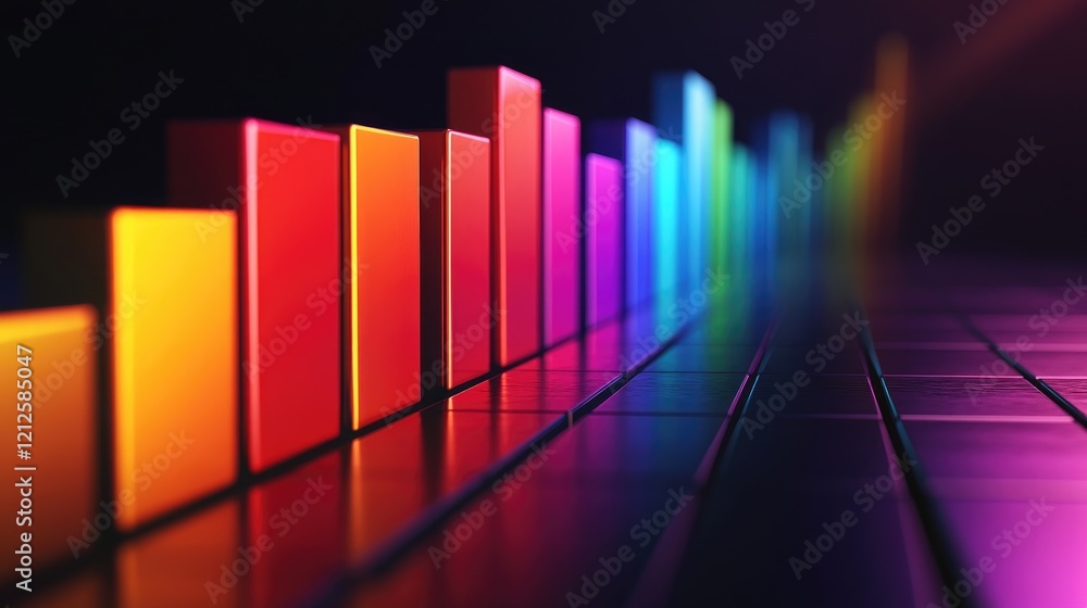 Aufkleber a dynamic d bar graph with colorful segments rising sharply against a dark background, symbolizing i