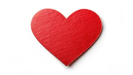 Obraz premium A red heart-shaped sticker isolated on a white background, with subtle texture and depth, symbolizing love and affection , heart shaped sticker , love sticker