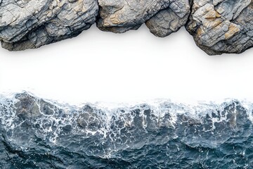 coastal cliffs border, isolated on white background