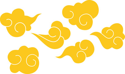 yellow cloud set illustration