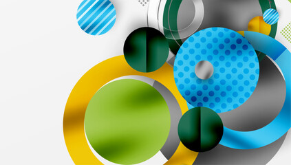Abstract Circle Design with Overlapping Transparent Geometric Shapes