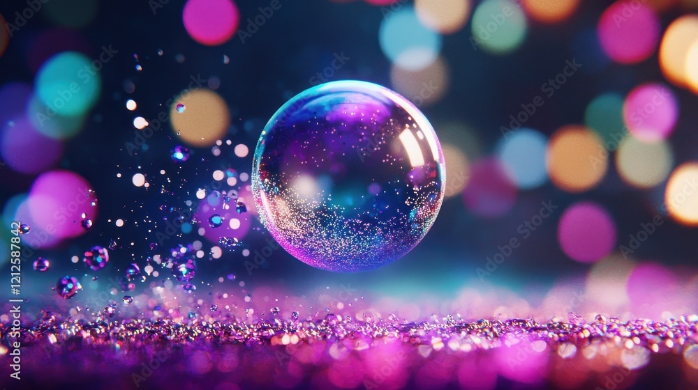 Poster floating modular spheres glow holographically in a vibrant, immersive environment captured in stunni