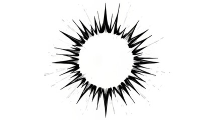 Dynamic black burst on a white background, creating an energetic visual impact.