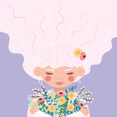 girl with flowers