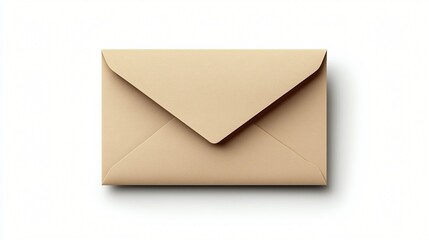 Beige envelope, mail, communication, studio shot, white background, correspondence