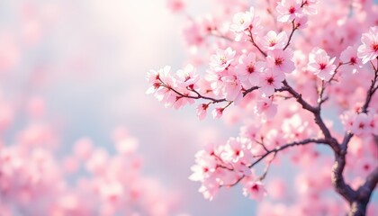 Naklejka premium Delicate cherry blossoms create a serene spring ambiance.