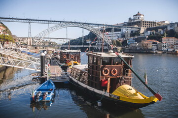 boats in the harbor of Porto Portugal