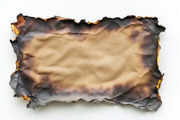 Obraz premium A fragment of burnt paper lies on a clean white surface