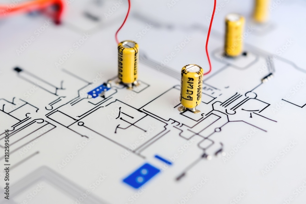 Aufkleber a close-up view of a circuit board featuring multiple capacitors