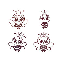 A Cute Queen Bee Mascot Character Cartoon Vector is a charming and playful design featuring a regal yet adorable bee character, perfect for branding, illustrations, or marketing materials. 