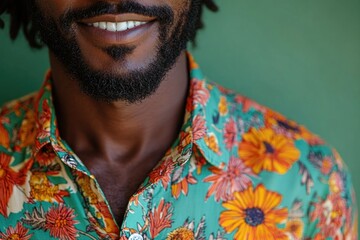 Close-up shot of a person wearing a shirt, ideal for use in fashion or lifestyle imagery