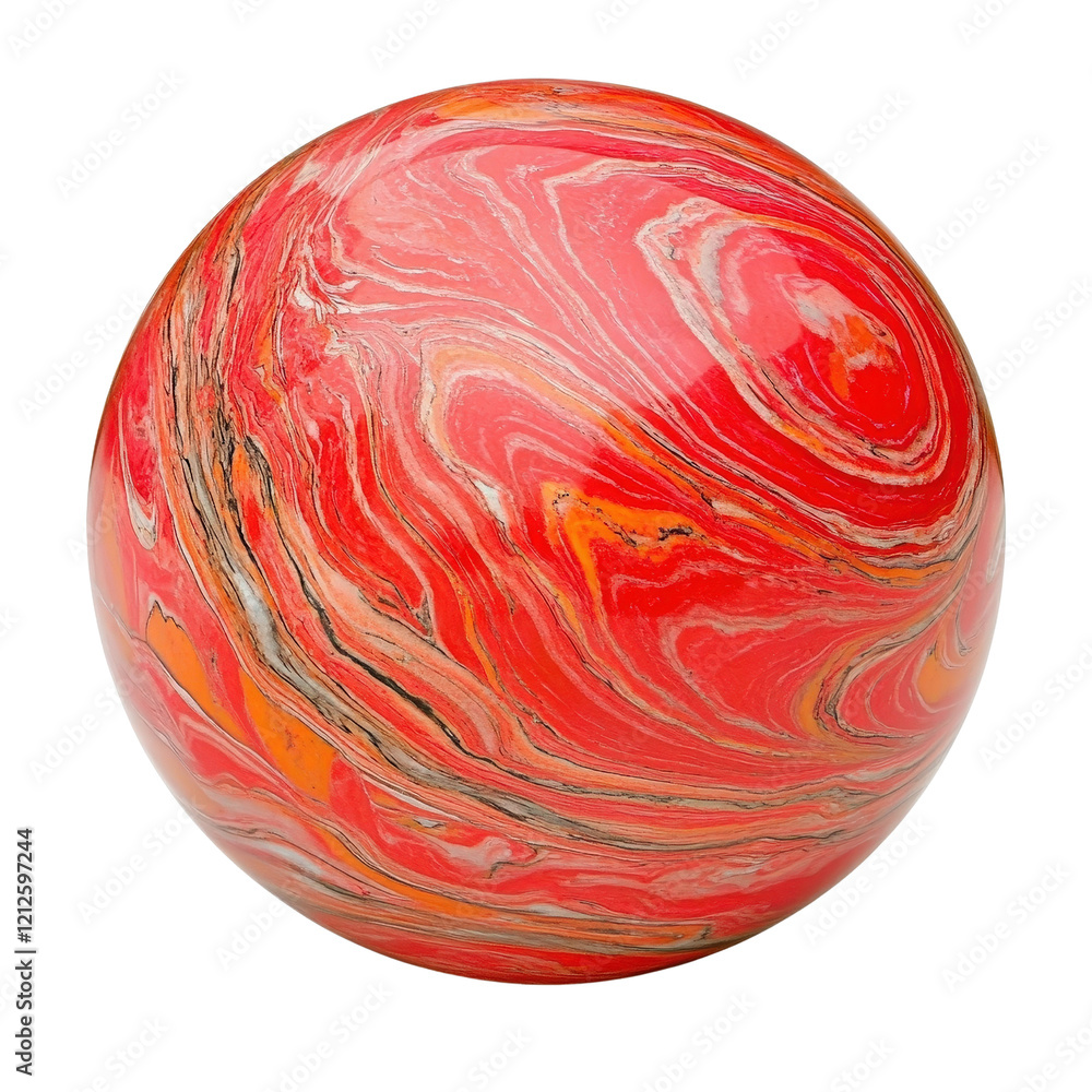 Poster red marble ball on a black background showcasing elegant texture and color contrast isolated on tran