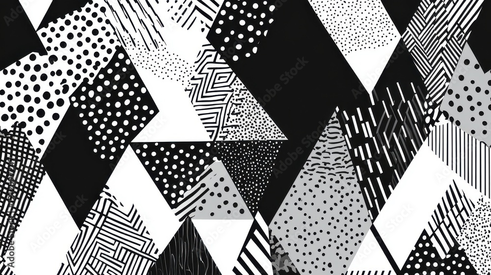 Poster dynamic abstract triangle pattern design digital art black and white graphic environment modern conc