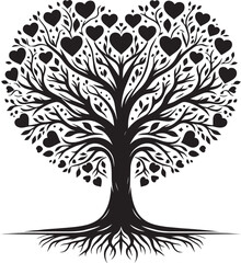 Obraz premium Happy valentine day love tree vector illustration silhouette isolated on a white background