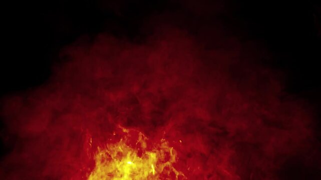 the red fire on a black background