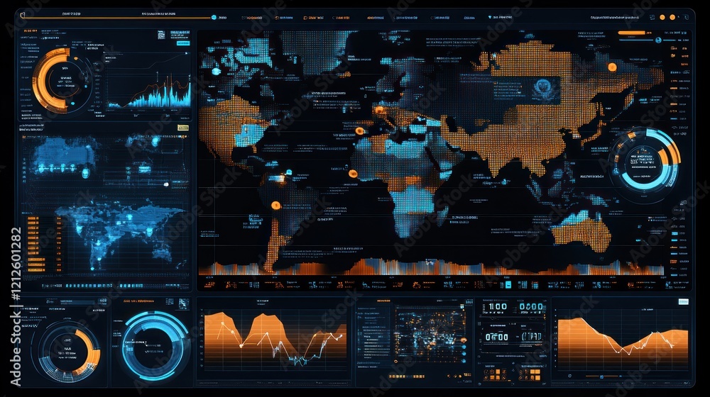 Poster Global Data Network Surveillance System Interface Display