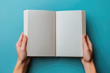 A person reading from an open book, ideal for educational or literary-themed projects