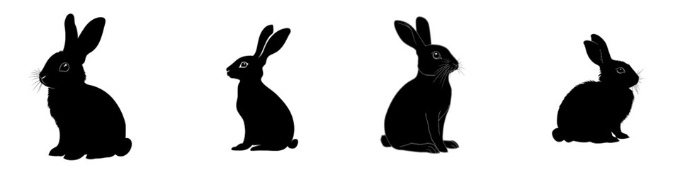 Naklejka premium Black rabbit silhouette on white background. Modern illustration. EPS10