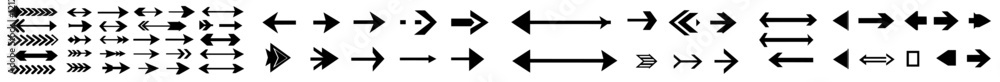 Poster a collection of large, black arrow icons. arrow icon. modern arrow set. arrow. cursor. simple modern