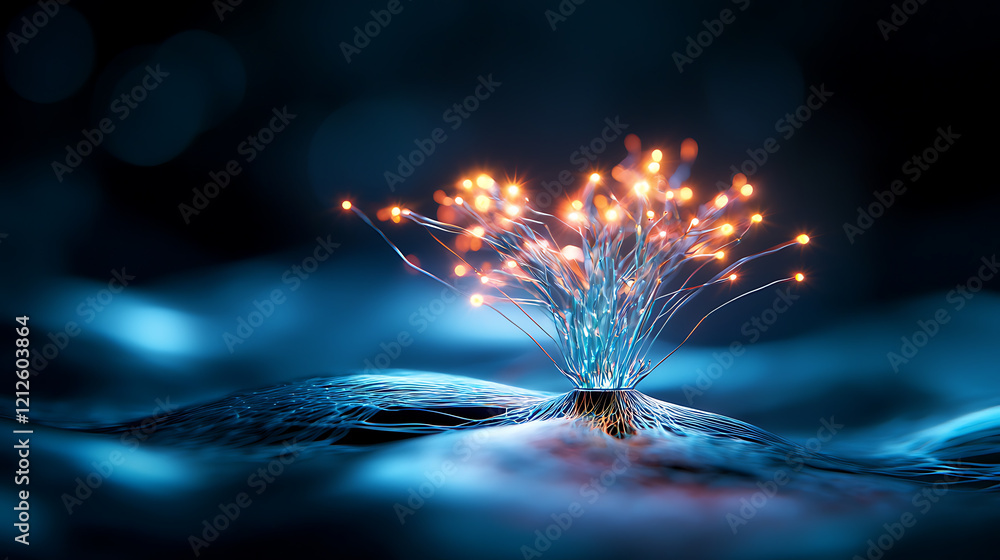 Poster illuminating global connectivity abstract concept digital art futuristic environment close-up viewpo