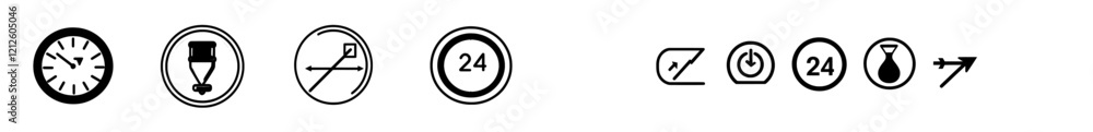 Poster a collection of line clock icons. time-related line icons set. 24-hour icon collection. isolated lin
