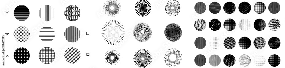 Poster speed lines encircle frames, with round swirls and curved movements forming spiral symbols. modern d
