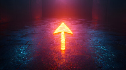 fiery arrow path on the road