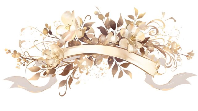 An elegant gold ribbon banner illustration, perfect for highlighting special messages or events.