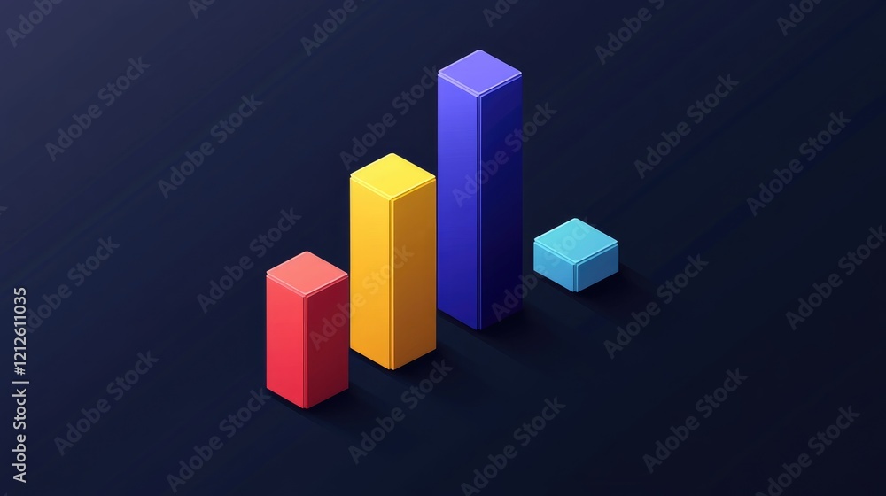 Poster a sleek d bar chart with high-tech design elements, illustrating key performance indicators in a cor