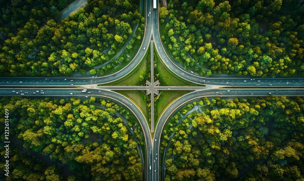 Poster close-up view of a symmetrical us infrastructure highway overpass