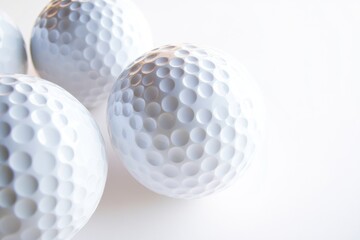 A group of golf balls sitting on a table, perfect for use in sports-themed designs or as a decorative element