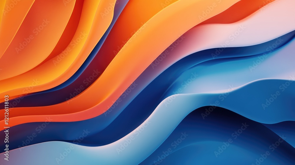 Poster a soft gradient abstract background transitioning from deep blues to bright oranges, evoking feeling