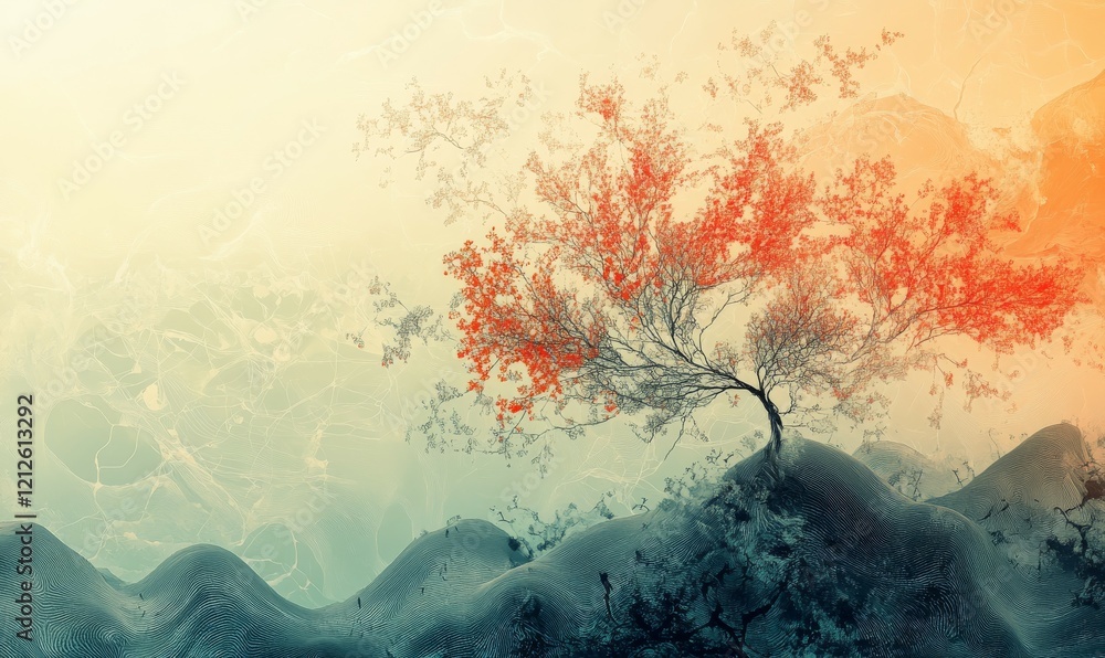 Poster neural networks are depicted in this minimalist digital painting, showcasing intricate connections a