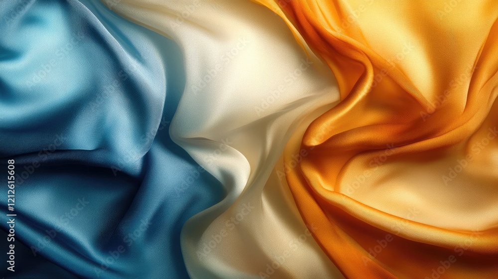 Poster a textured abstract background resembling flowing silk or fabric, with rich colors and subtle shadow