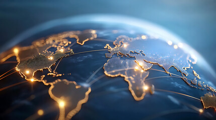 Dynamic global connectivity digital world visual representation technological environment aerial view communication networks illuminated
