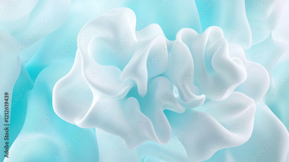 Aufkleber soft waves of light blue fabric create serene and calming atmosphere. gentle folds and textures evok