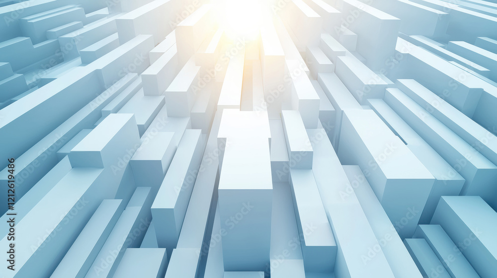 Poster Abstract design with light gray blocks creating modern, dynamic atmosphere