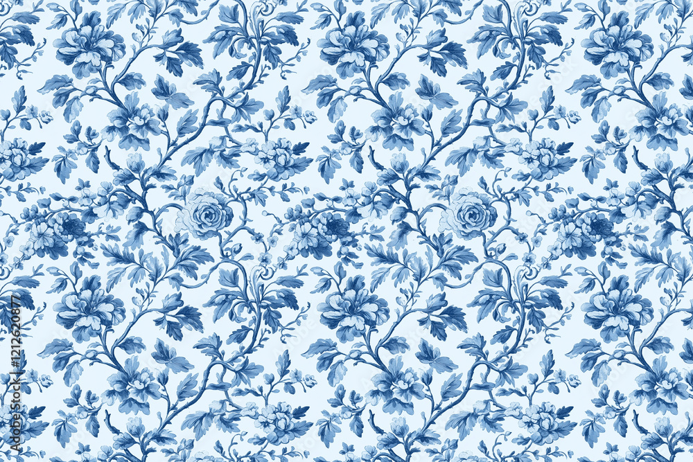 Poster floral toile tapestry pattern. vintage botanical wallpaper pattern. background image. created with g