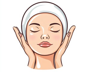 Calm and Serene Woman with Clean Face Holding Her Hands Up