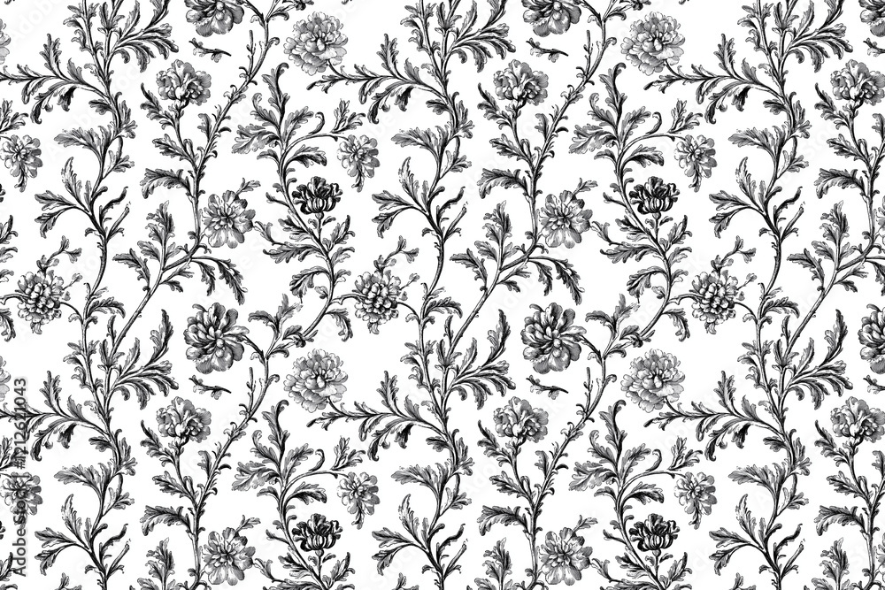 Aufkleber floral toile tapestry pattern. vintage botanical wallpaper pattern. background image. created with g