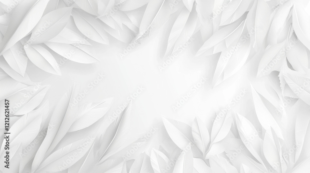 Poster delicate white leaves create serene and elegant background, perfect for various design projects